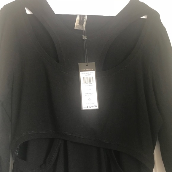 Bcbg Black front cut out thong bodysuit size L - Picture 5 of 8
